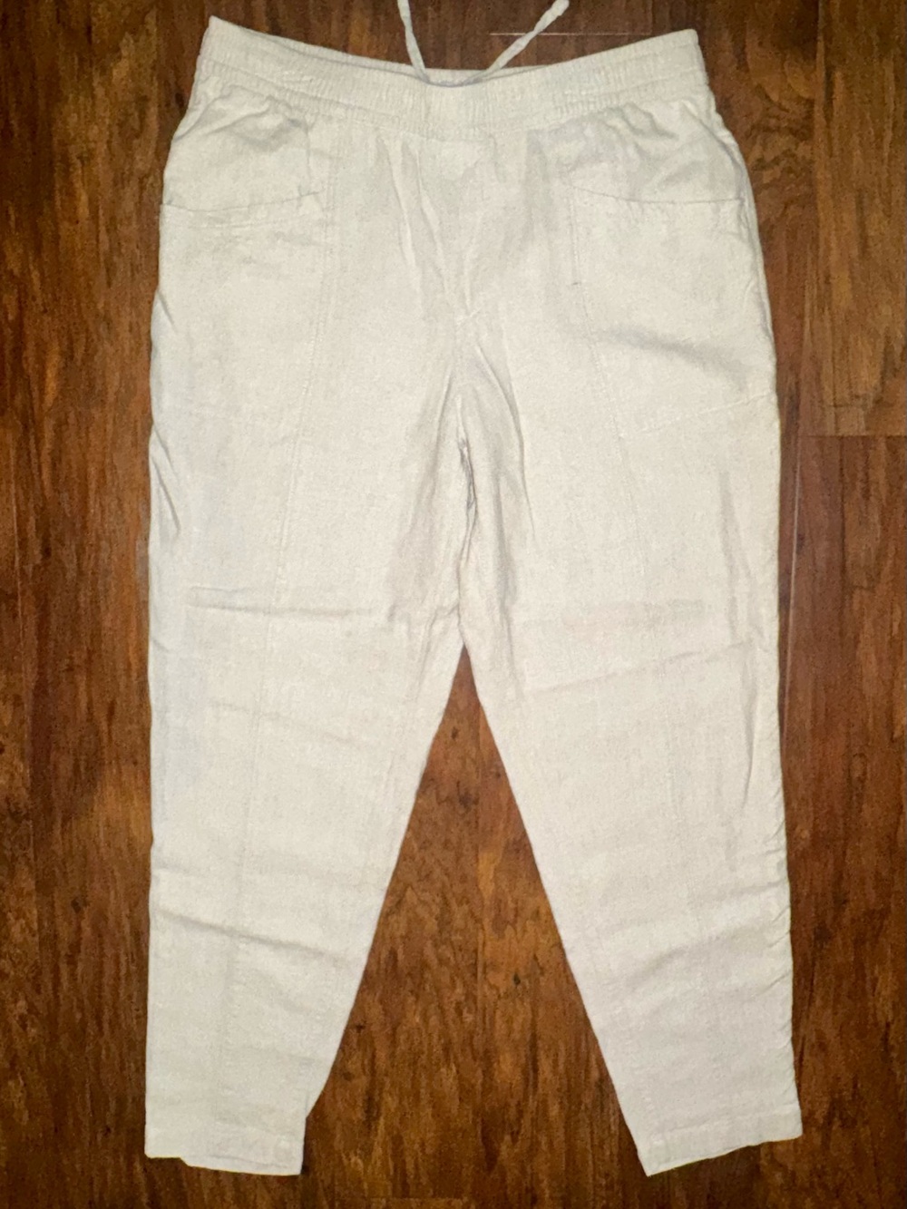 Old Navy Khaki Linen Capri/Cropped/Ankle Pants with Drawstring - XSmall